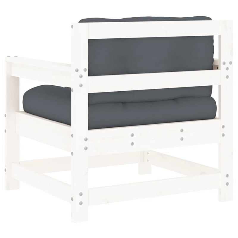 vidaXL Patio Chairs with Cushions 2 pcs White Solid Wood Pine