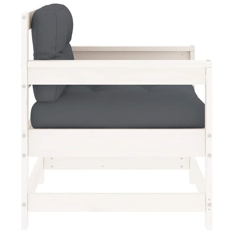 vidaXL Patio Chairs with Cushions 2 pcs White Solid Wood Pine