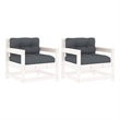 vidaXL Patio Chairs with Cushions 2 pcs White Solid Wood Pine