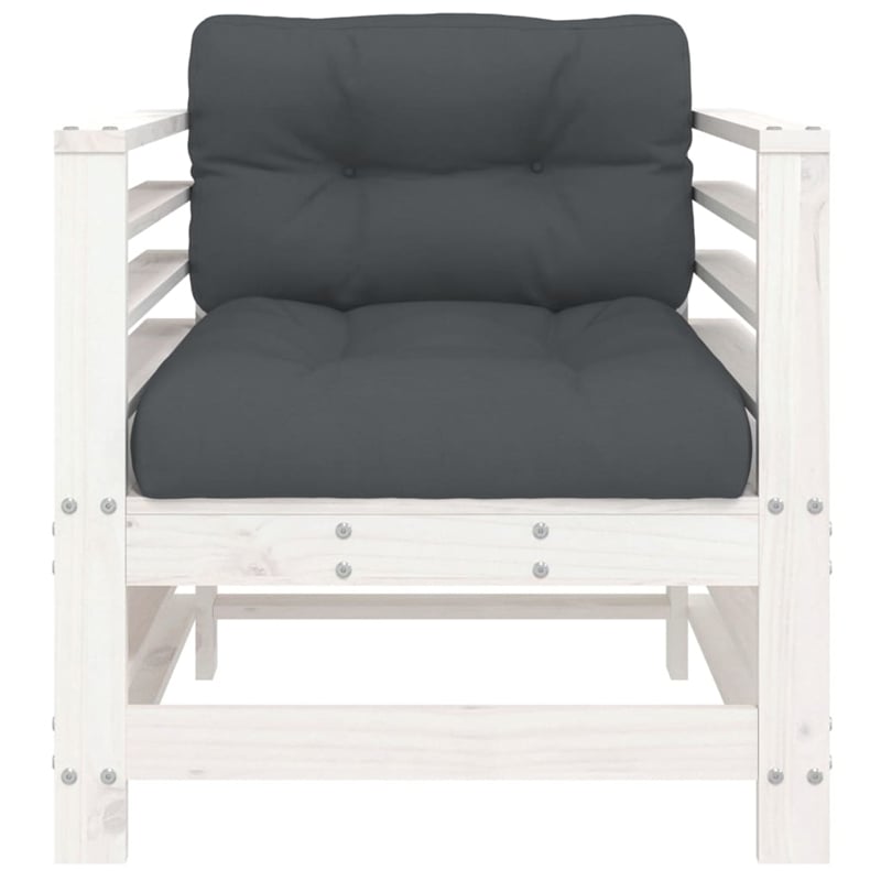 vidaXL Patio Chairs with Cushions 2 pcs White Solid Wood Pine