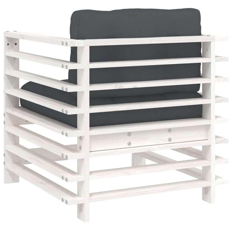 vidaXL Patio Chairs with Cushions 2 pcs White Solid Wood Pine