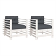 vidaXL Patio Chairs with Cushions 2 pcs White Solid Wood Pine