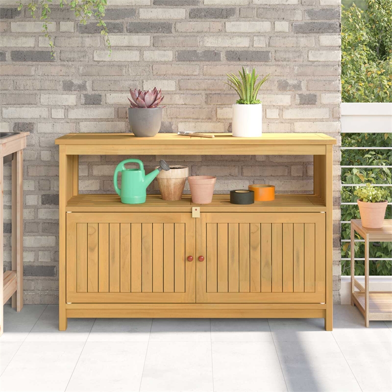 vidaXL Garden Console Table Light Acacia 43.31 x 13.78 x 29.53 in