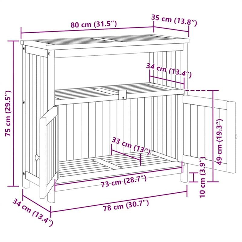 vidaXL Patio Console Table 31.5