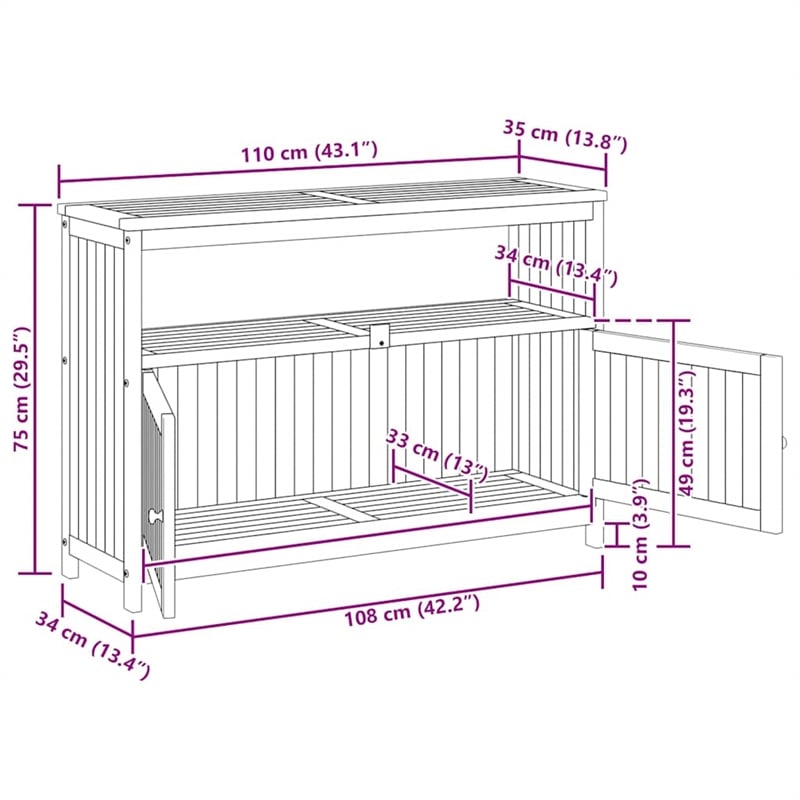 vidaXL Patio Console Table 43.3