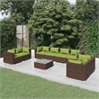 vidaXL 9 Piece Patio Lounge Set with Cushions Poly Rattan Brown