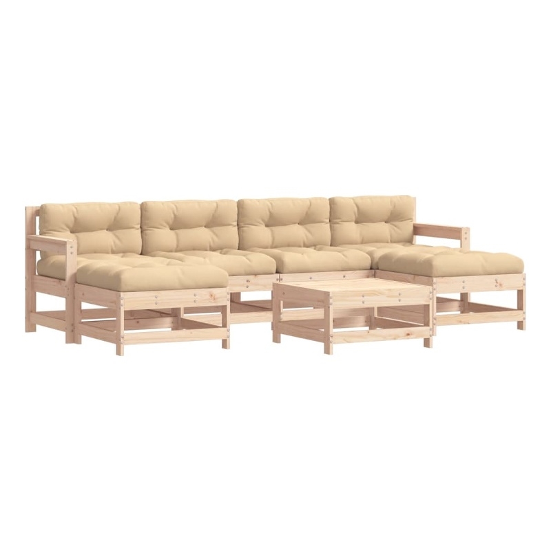 vidaXL 7 Piece Patio Lounge Set with Cushions Solid Wood
