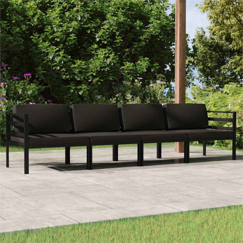 vidaXL 4 Piece Patio Lounge Set with Cushions Aluminum Anthracite