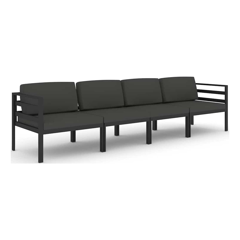 vidaXL 4 Piece Patio Lounge Set with Cushions Aluminum Anthracite