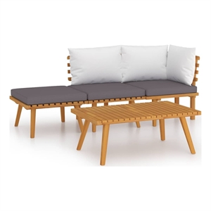 vidaXL 4 Piece Patio Lounge Set with Cushions Solid Acacia Wood