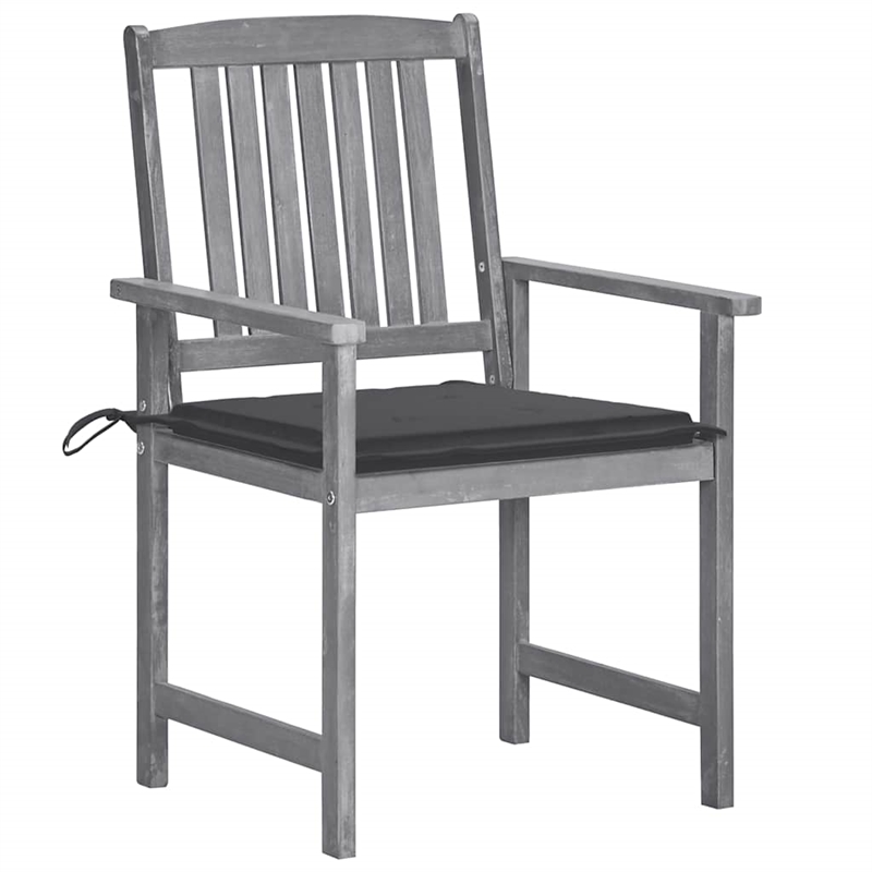 vidaXL Patio Chairs with Cushions 8 pcs Solid Acacia Wood Gray