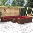 vidaXL 11 Piece Patio Lounge Set with Cushions Poly Rattan Brown