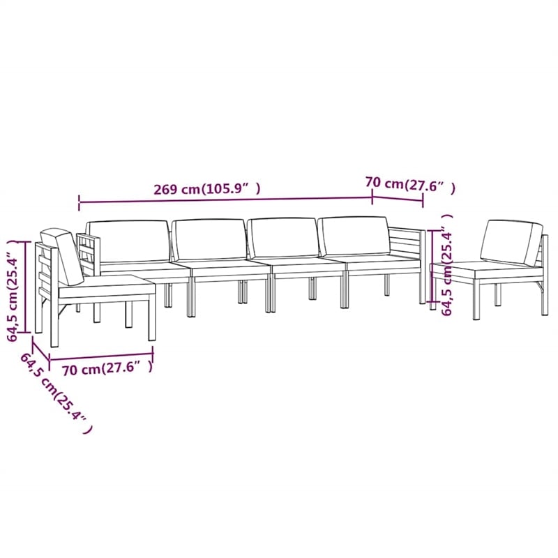 vidaXL 6 Piece Patio Lounge Set with Cushions Aluminum Anthracite