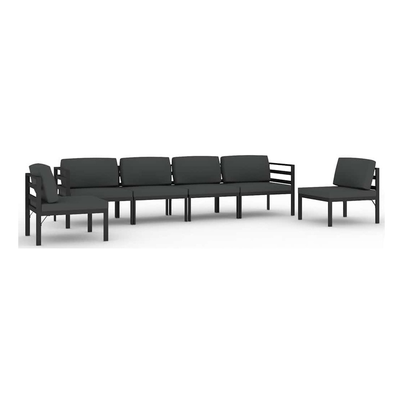 vidaXL 6 Piece Patio Lounge Set with Cushions Aluminum Anthracite