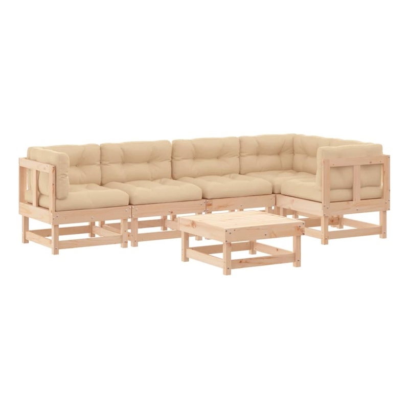 vidaXL 6 Piece Patio Lounge Set with Cushions Solid Wood