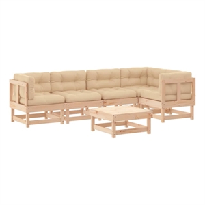vidaXL 6 Piece Patio Lounge Set with Cushions Solid Wood