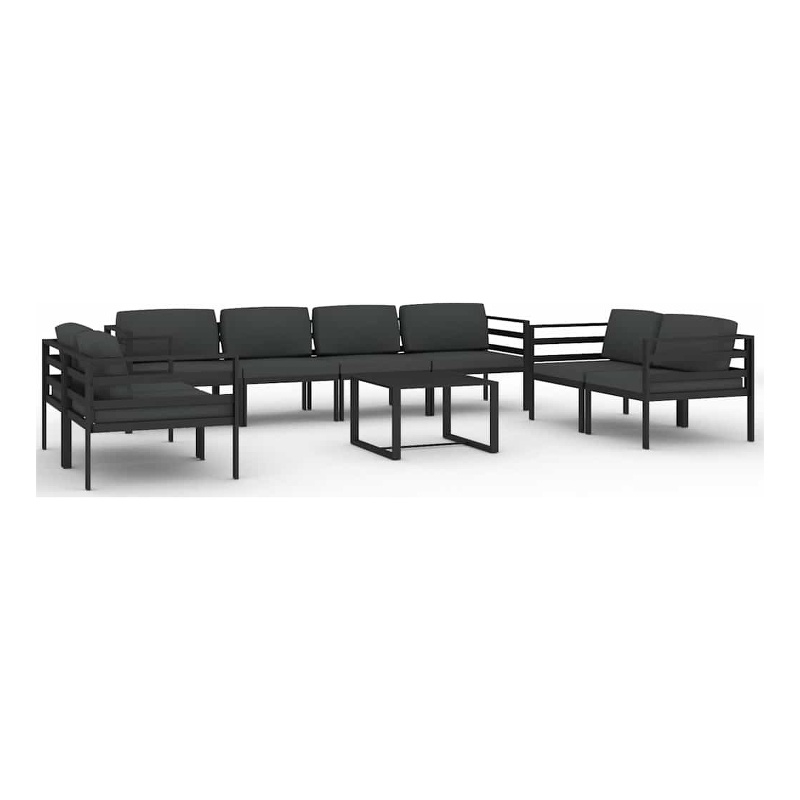 vidaXL 9 Piece Patio Lounge Set with Cushions Aluminum Anthracite