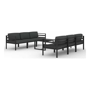 vidaXL 7 Piece Patio Lounge Set with Cushions Aluminum Anthracite