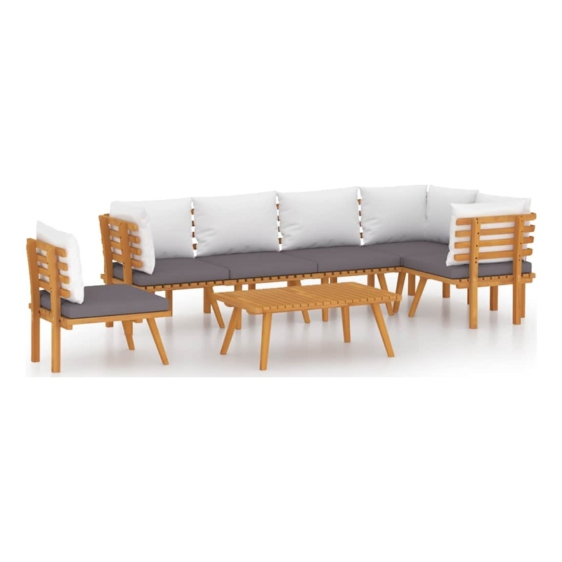 vidaXL 7 Piece Patio Lounge Set with Cushions Solid Acacia Wood
