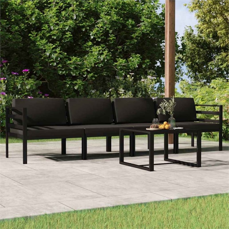 vidaXL 5 Piece Patio Lounge Set with Cushions Aluminum Anthracite