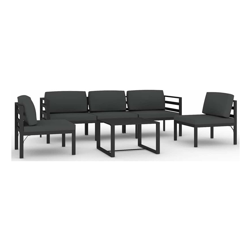 vidaXL 6 Piece Patio Lounge Set with Cushions Aluminum Anthracite