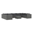 vidaXL 10 Piece Patio Lounge Set with Cushions Poly Rattan Gray