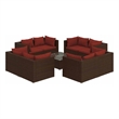 vidaXL 9 Piece Patio Lounge Set with Cushions Poly Rattan Brown