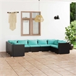 vidaXL 9 Piece Patio Lounge Set with Cushions Poly Rattan Black