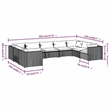 vidaXL 9 Piece Patio Lounge Set with Cushions Poly Rattan Black