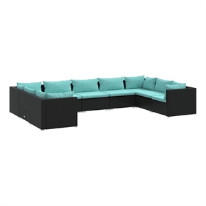 vidaXL 9 Piece Patio Lounge Set with Cushions Poly Rattan Black