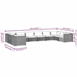 vidaXL 10 Piece Patio Lounge Set with Cushions Poly Rattan Black