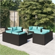 vidaXL 9 Piece Patio Lounge Set with Cushions Poly Rattan Black