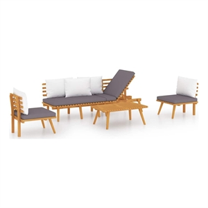 vidaXL 4 Piece Patio Lounge Set with Cushions Solid Acacia Wood