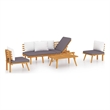 vidaXL 4 Piece Patio Lounge Set with Cushions Solid Acacia Wood