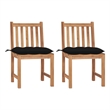 vidaXL Patio Chairs 2 pcs with Cushions Solid Teak Wood