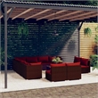 vidaXL 12 Piece Patio Lounge Set with Cushions Brown Poly Rattan