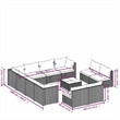 vidaXL 12 Piece Patio Lounge Set with Cushions Brown Poly Rattan