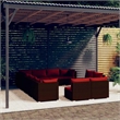 vidaXL 12 Piece Patio Lounge Set with Cushions Brown Poly Rattan