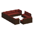 vidaXL 12 Piece Patio Lounge Set with Cushions Brown Poly Rattan