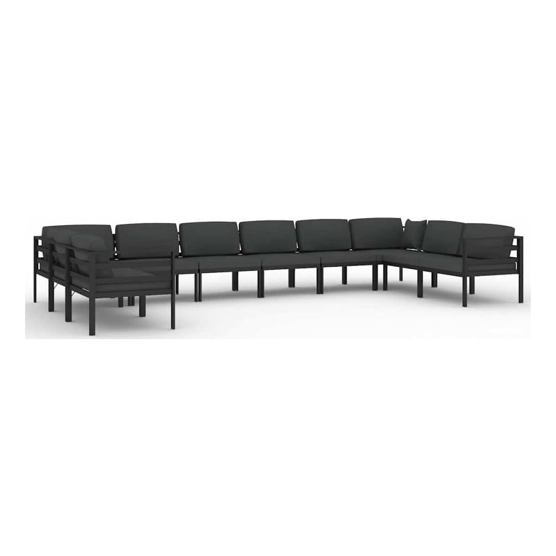 vidaXL 10 Piece Patio Lounge Set with Cushions Aluminum Anthracite
