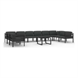 vidaXL 11 Piece Patio Lounge Set with Cushions Aluminum Anthracite