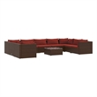 vidaXL 10 Piece Patio Lounge Set with Cushions Poly Rattan Brown