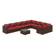 vidaXL 10 Piece Patio Lounge Set with Cushions Poly Rattan Brown