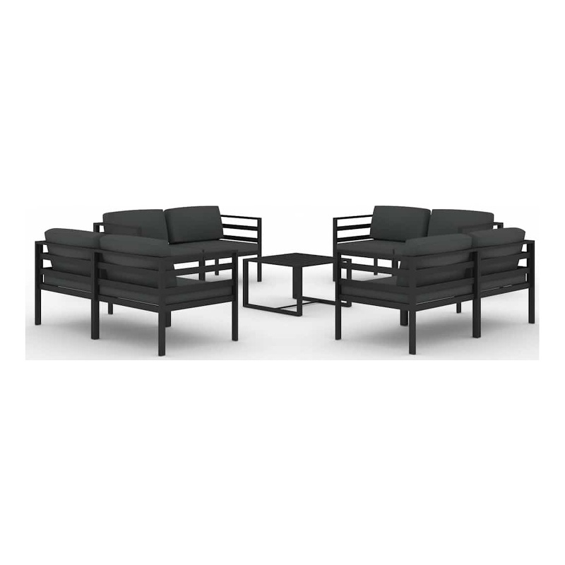 vidaXL 9 Piece Patio Lounge Set with Cushions Aluminum Anthracite