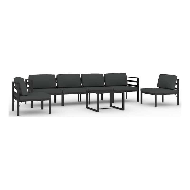 vidaXL 7 Piece Patio Lounge Set with Cushions Aluminum Anthracite