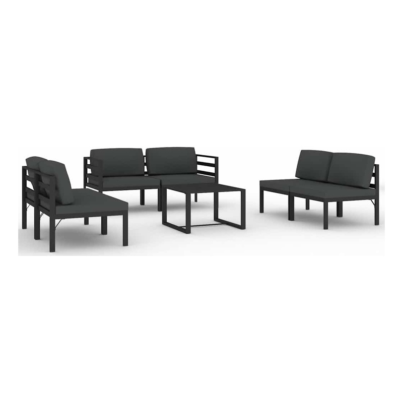 vidaXL 7 Piece Patio Lounge Set with Cushions Aluminum Anthracite