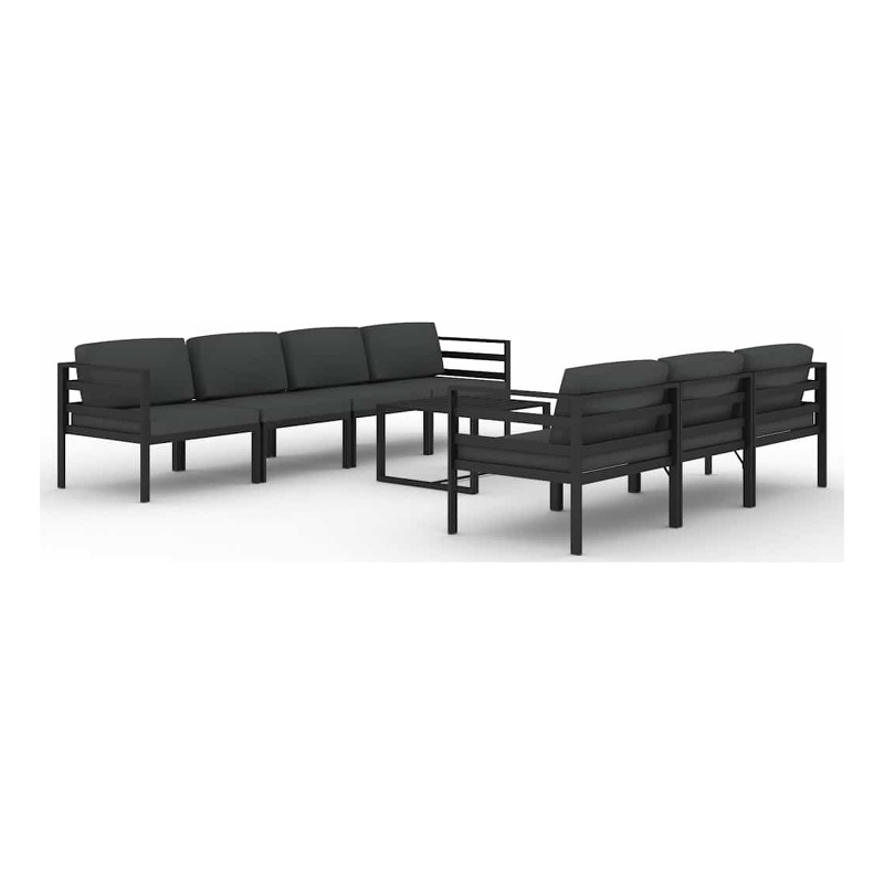 vidaXL 8 Piece Patio Lounge Set with Cushions Aluminum Anthracite
