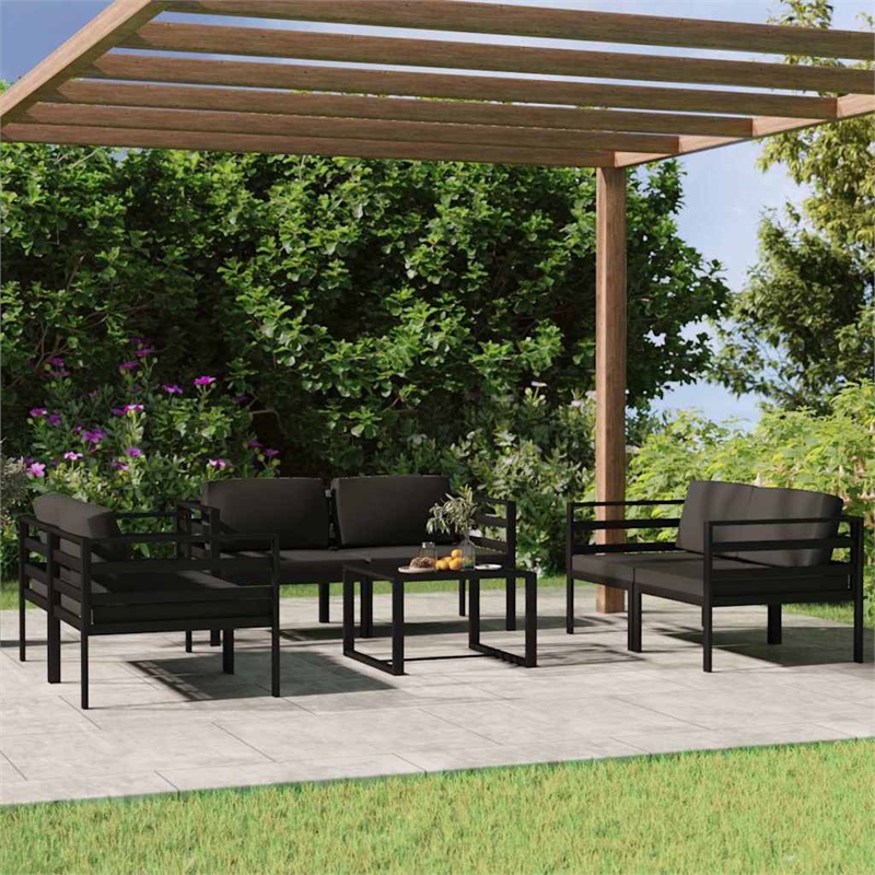 vidaXL 7 Piece Patio Lounge Set with Cushions Aluminum Anthracite