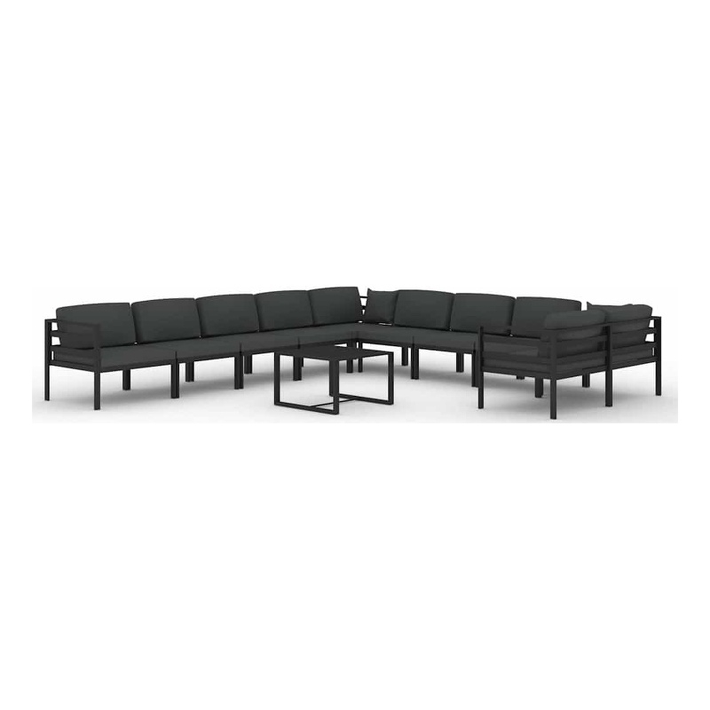 vidaXL 11 Piece Patio Lounge Set with Cushions Aluminum Anthracite