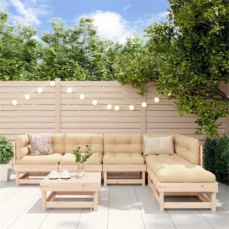 vidaXL 7 Piece Patio Lounge Set with Cushions Solid Wood